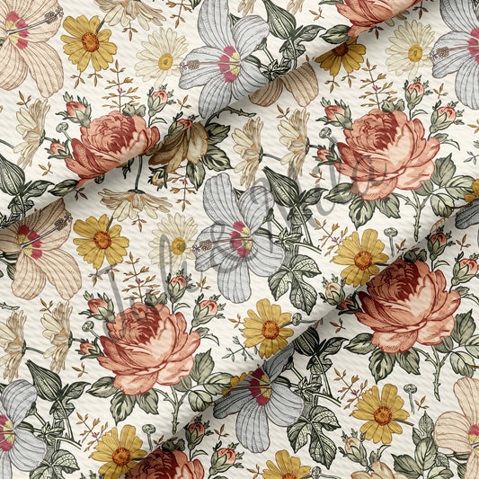 Floral Bullet Textured Fabric Roses(F12)