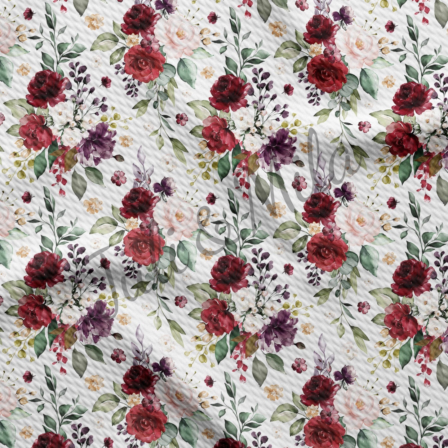 Bullet Textured Fabric Red roses(F43)
