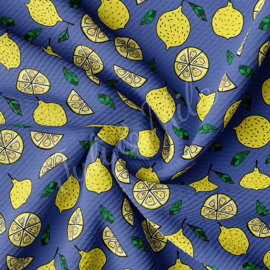 lemon Printed Bullet Textured Fabric lemon