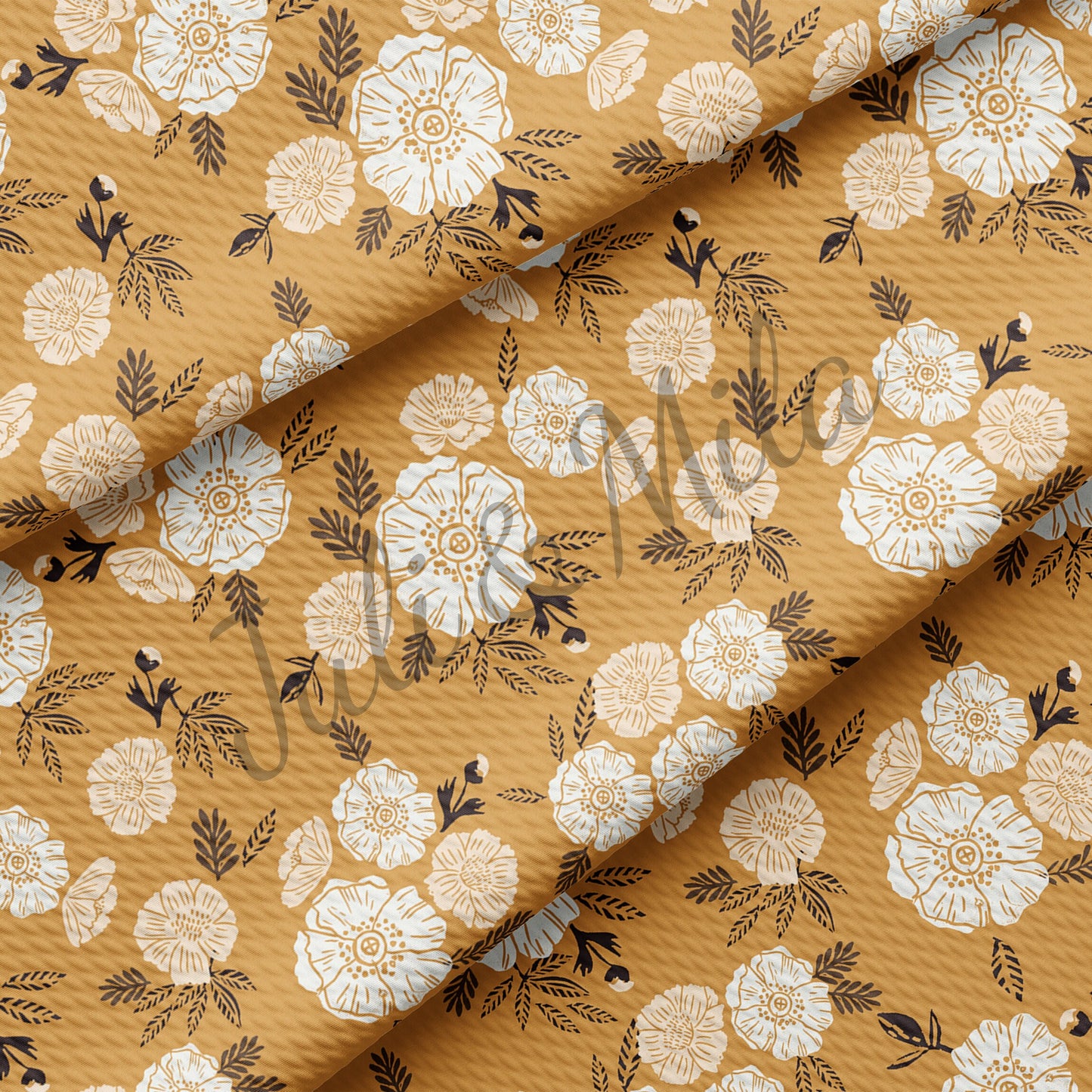 Floral Printed Liverpool Bullet Textured Fabric by the yard 4 Way Stretch Solid Strip Thick Knit Jersey Liverpool Fabric Floral55