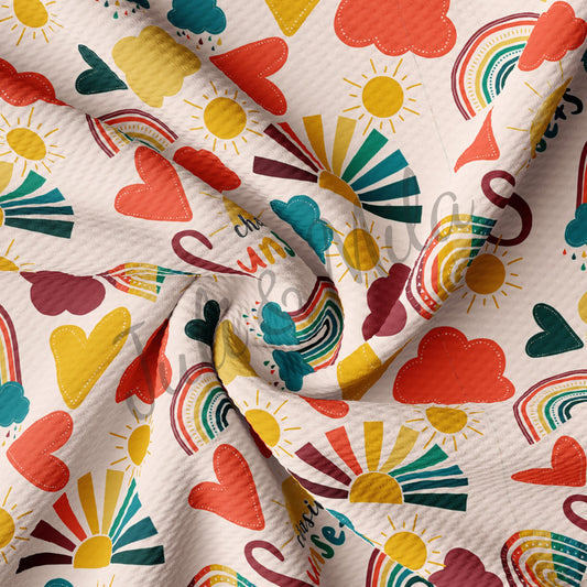 Printed Liverpool Bullet Textured Fabric by the yard 4 Way Stretch Solid Strip Thick Liverpool Fabric (Rainbow9)