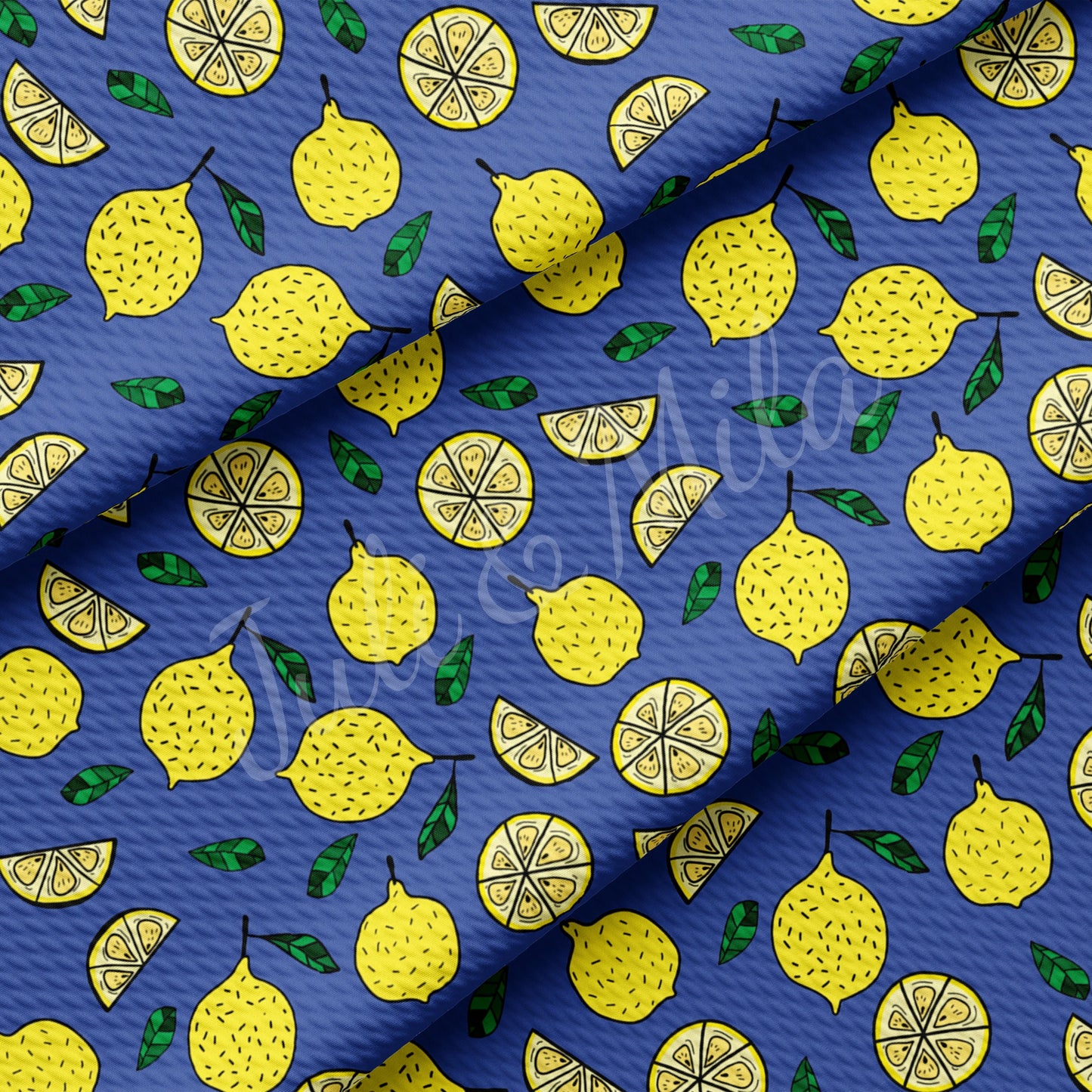 lemon Printed Bullet Textured Fabric lemon
