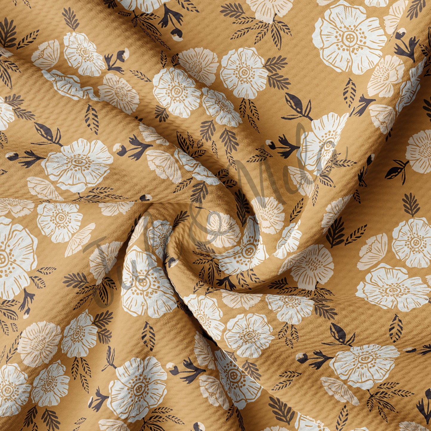 Floral Printed Liverpool Bullet Textured Fabric by the yard 4 Way Stretch Solid Strip Thick Knit Jersey Liverpool Fabric Floral55