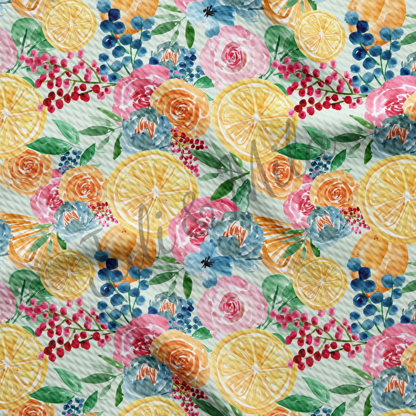 Floral Printed Liverpool Bullet Textured Fabric by the yard 4 Way Stretch Solid Strip Thick Knit Jersey Liverpool Fabric Floral94