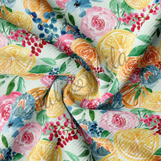 Floral Printed Liverpool Bullet Textured Fabric by the yard 4 Way Stretch Solid Strip Thick Knit Jersey Liverpool Fabric Floral94