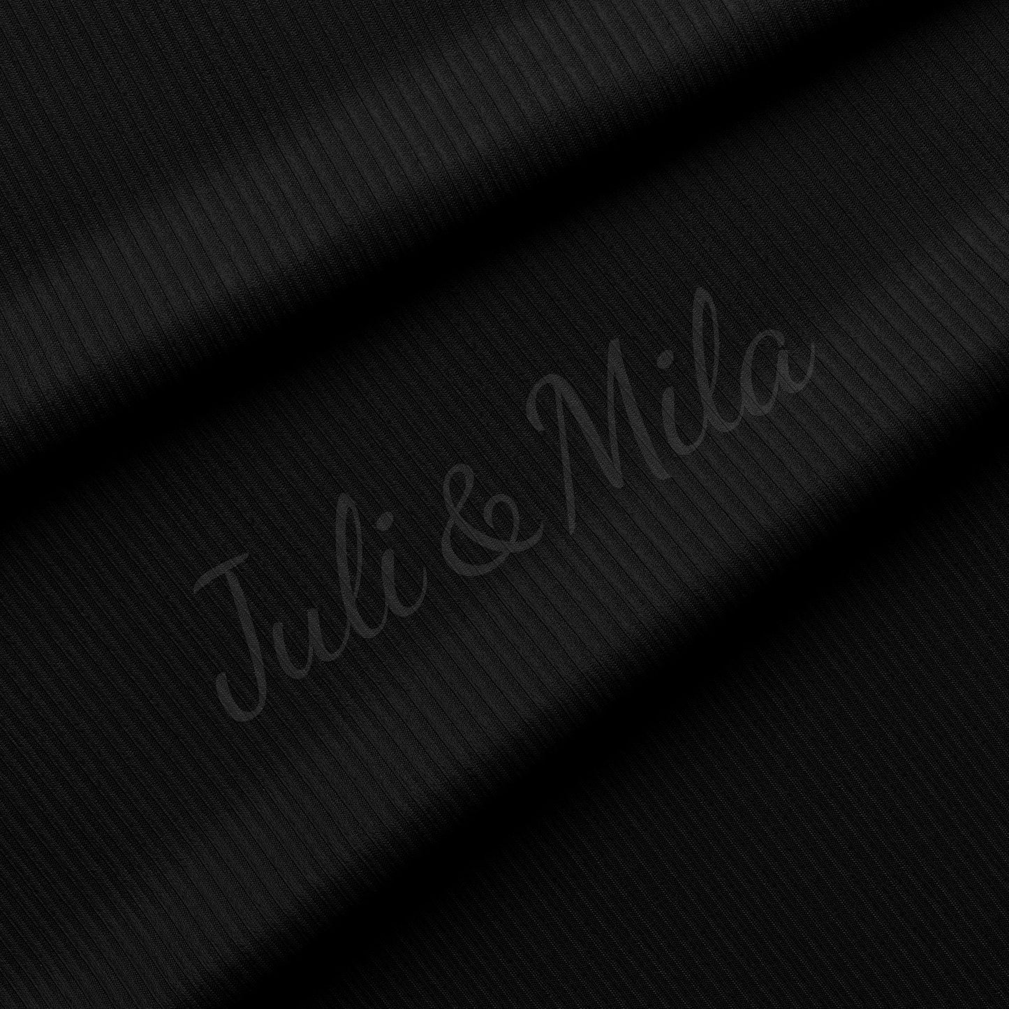 Black Rib Knit Fabric by the Yard Ribbed Jersey Stretchy Soft Polyester Stretch Fabric 1 Yard