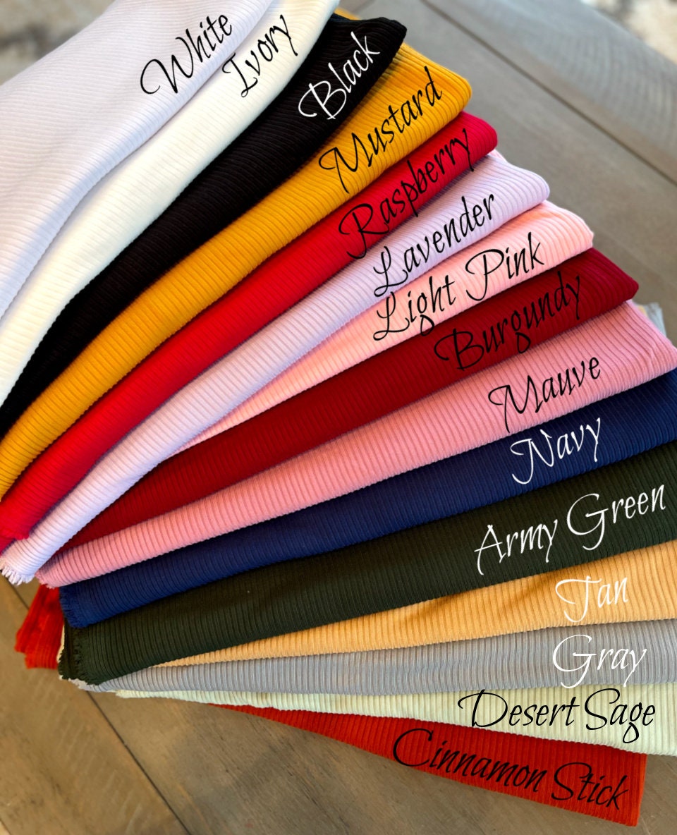 Cinnamon Stick Rib Knit Fabric by the Yard Ribbed Jersey Stretchy Soft Polyester Stretch Fabric 1 Yard