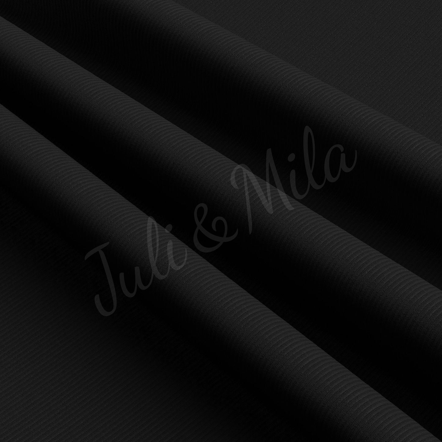 Black Rib Knit Fabric by the Yard Ribbed Jersey Stretchy Soft Polyester Stretch Fabric 1 Yard