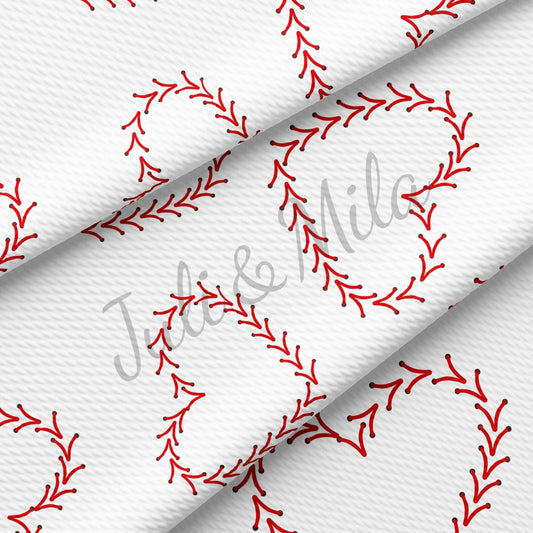 Baseball Hearts Bullet Textured Fabric AA328