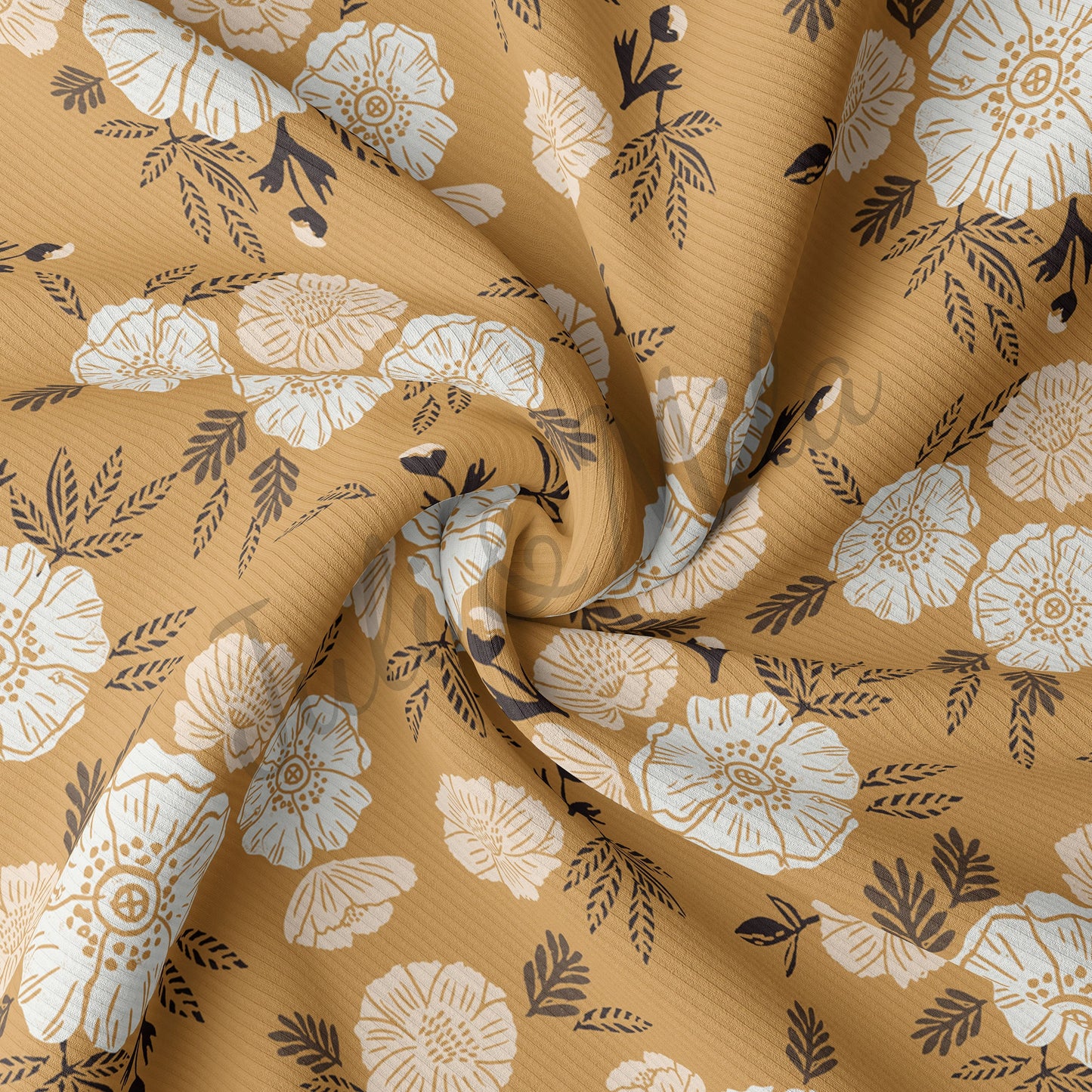 Rib Knit Fabric floral55