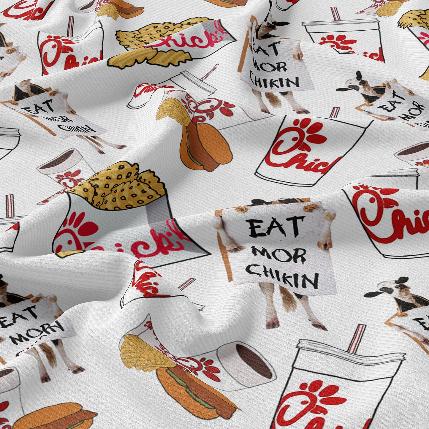 Eat More Chicken Rib Knit Fabric