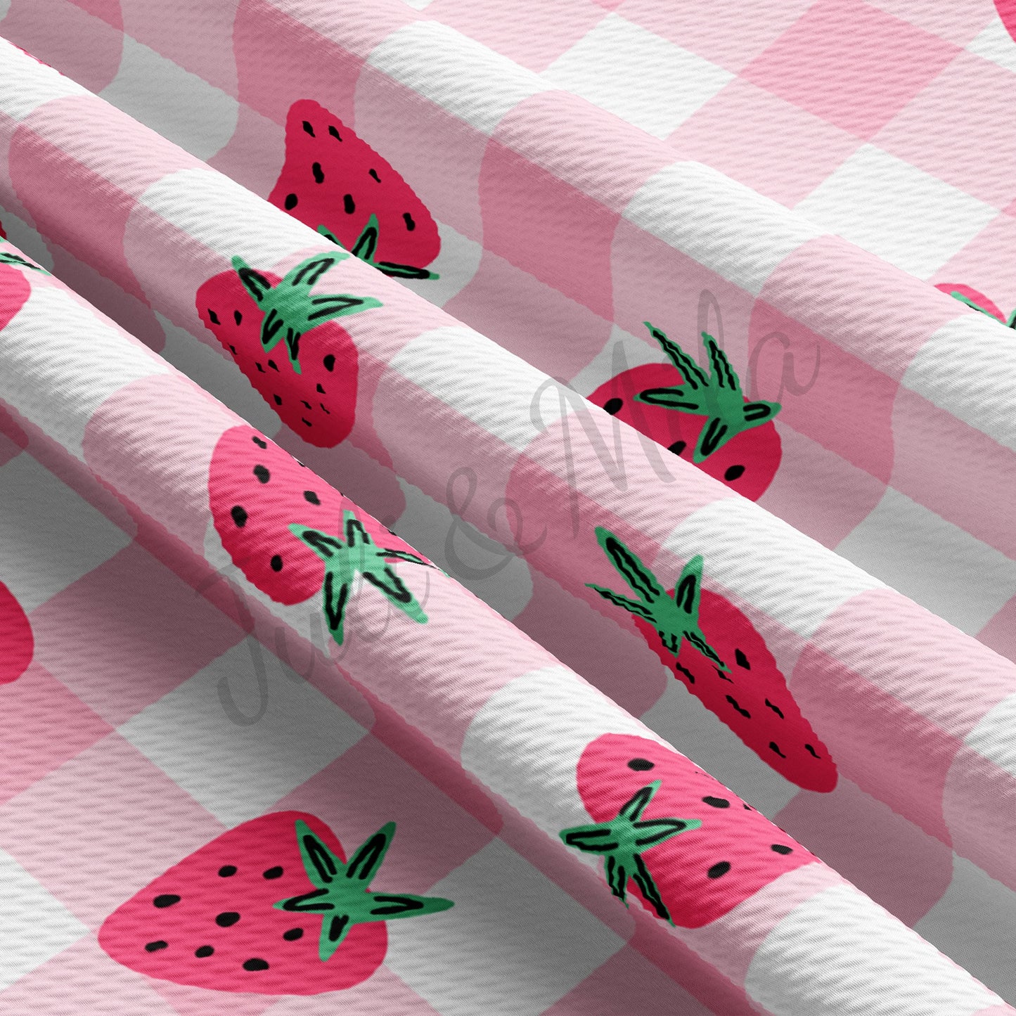 Strawberry Gingham Bullet Textured Fabric AA240