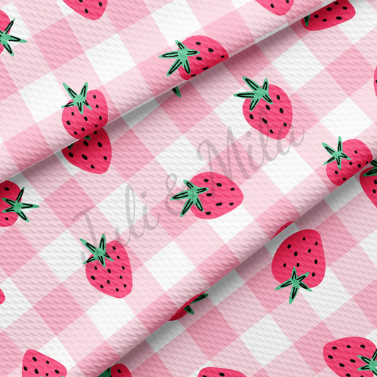 Strawberry Gingham Bullet Textured Fabric AA240