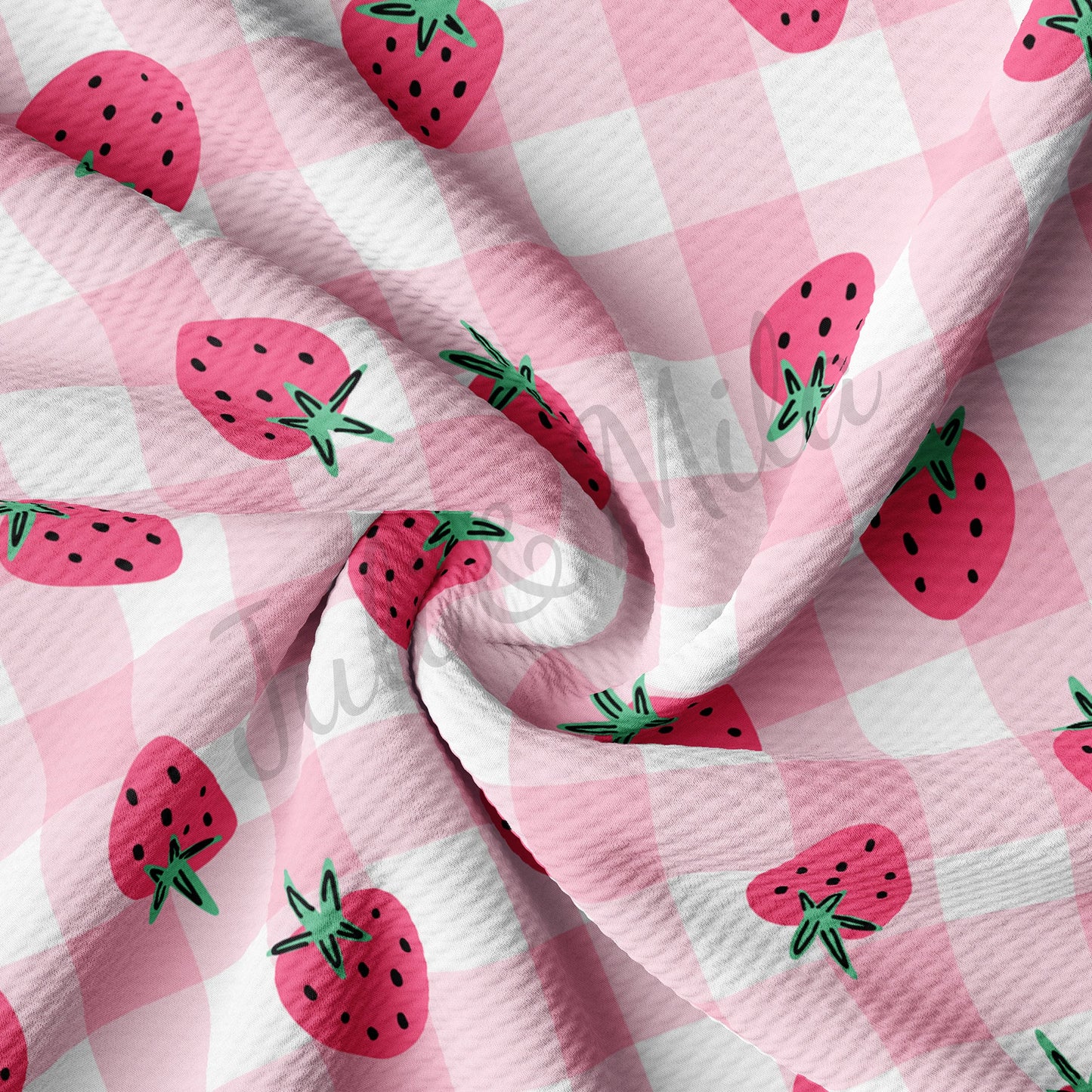 Strawberry Gingham Bullet Textured Fabric AA240