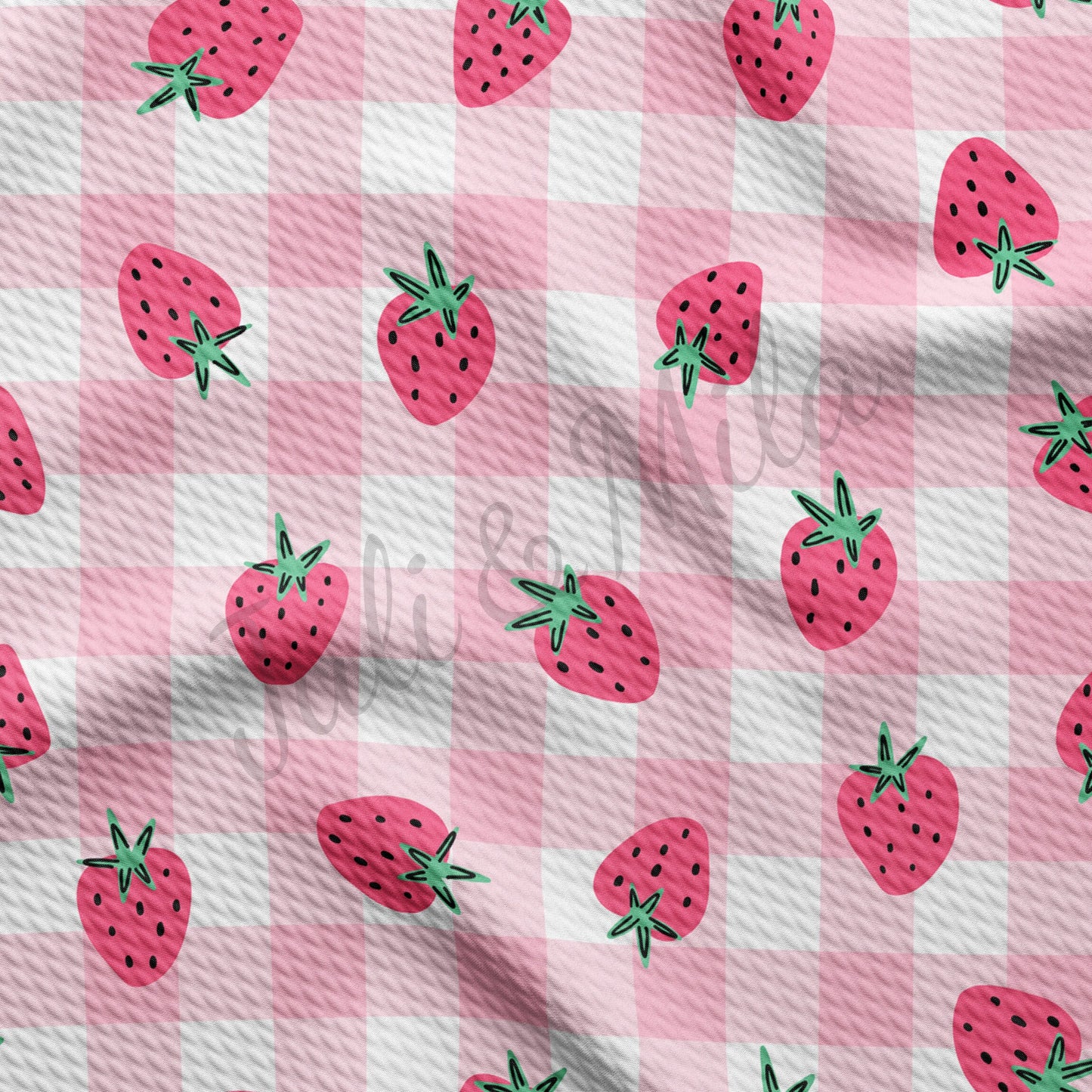Strawberry Gingham Bullet Textured Fabric AA240