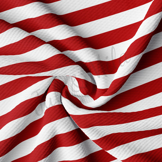Horizontal Red Stripes Patriotic 4th of July Bullet Fabric PT97