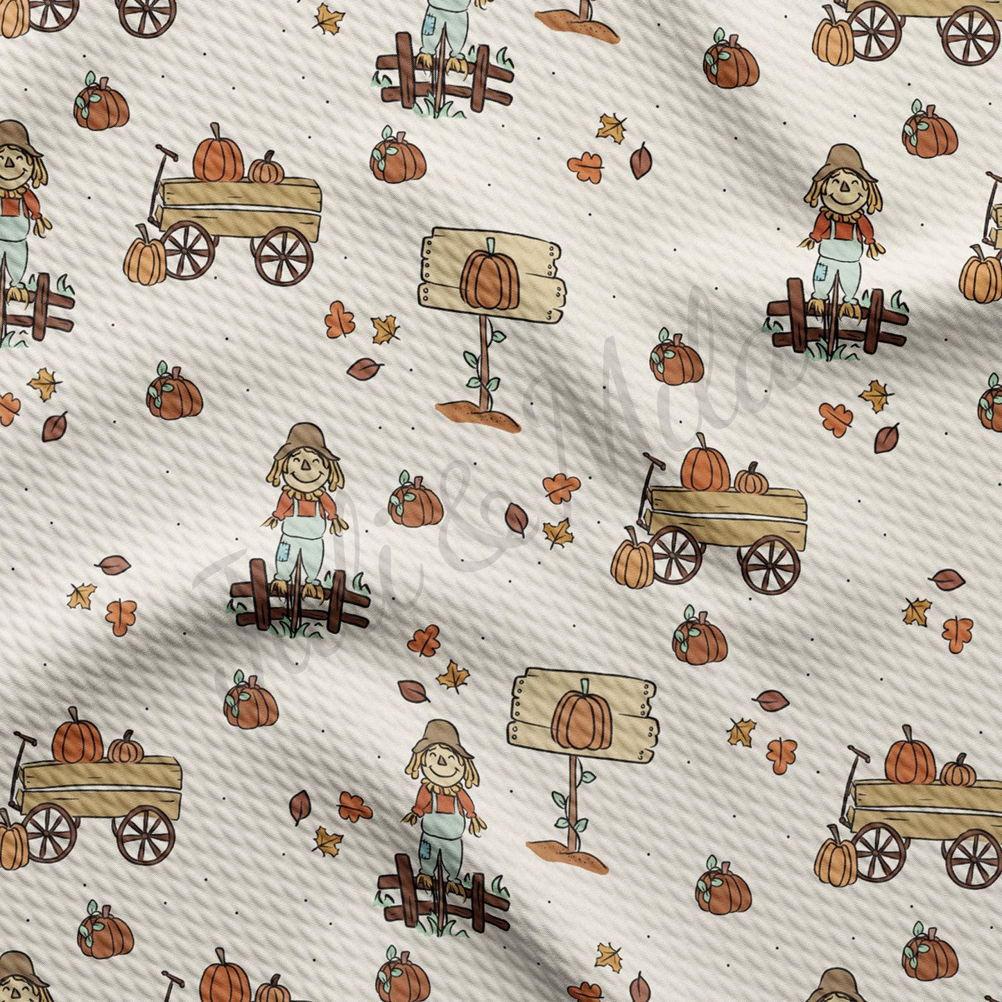 Pumpkin Fall Farm Bullet Fabric AA706