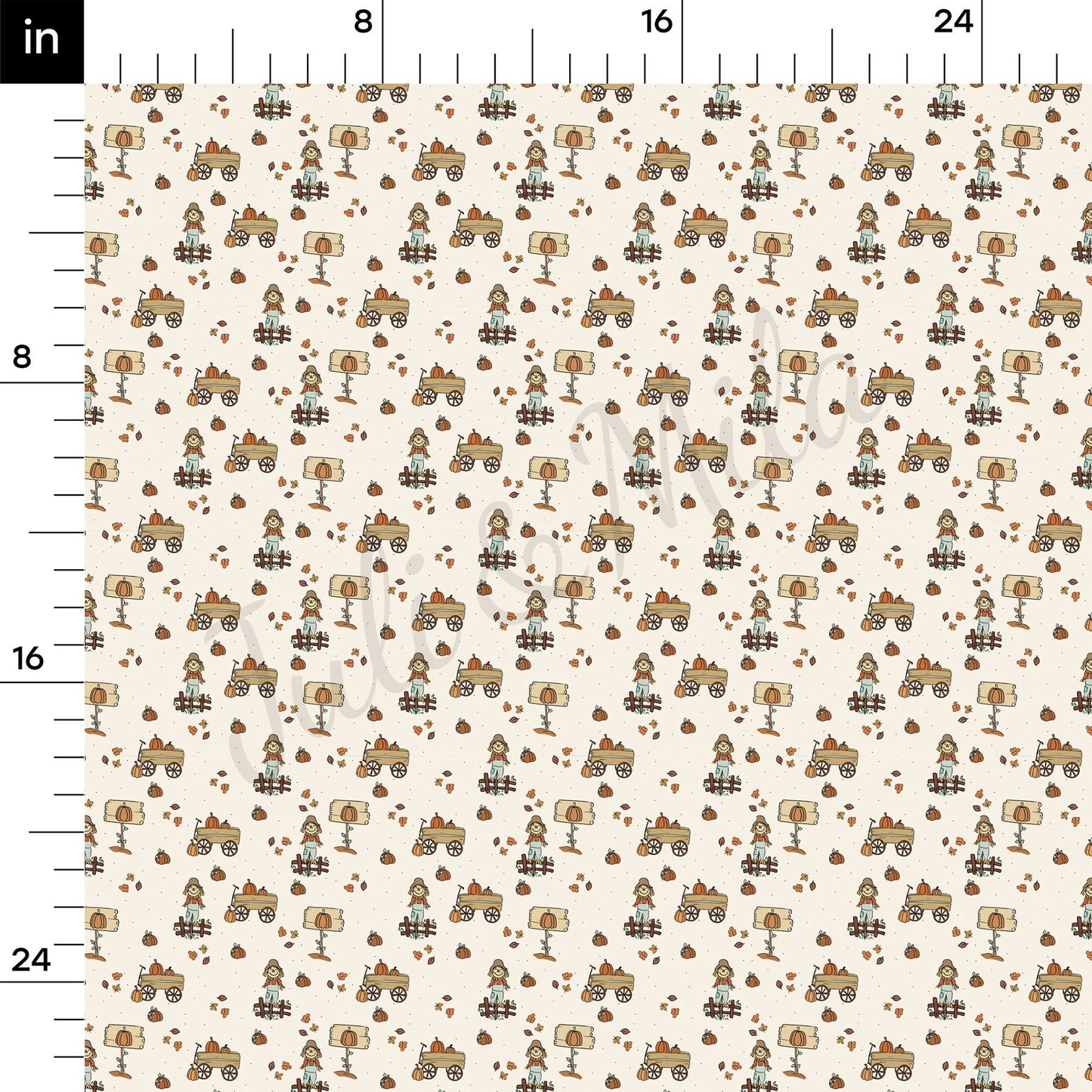Pumpkin Fall Farm Bullet Fabric AA706