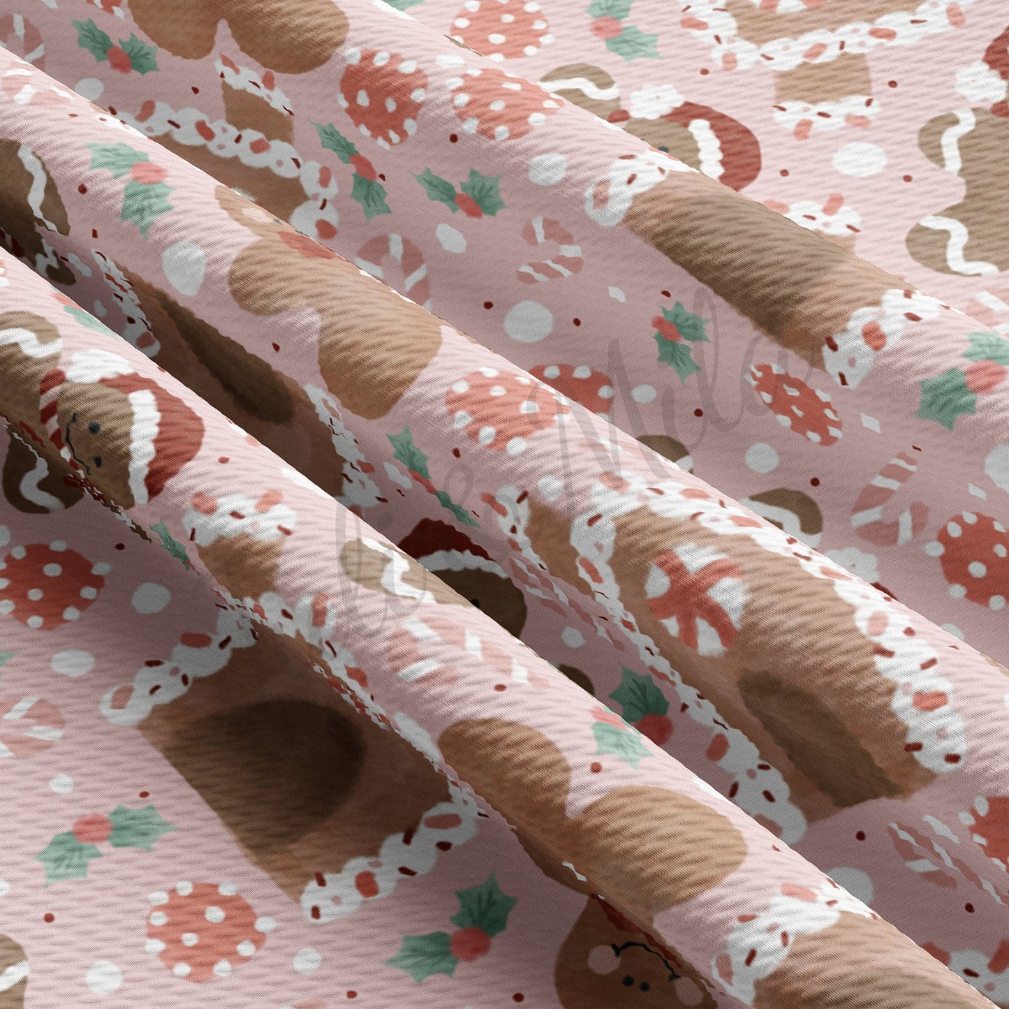 Gingerbread Pink Christmas Bullet Fabric AA719
