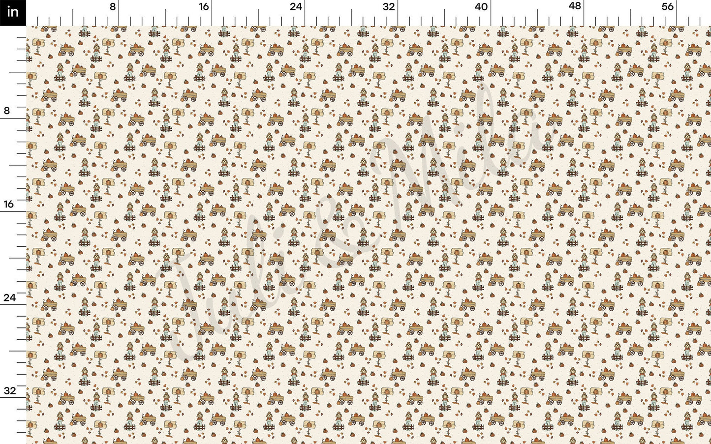 Pumpkin Fall Farm Bullet Fabric AA706