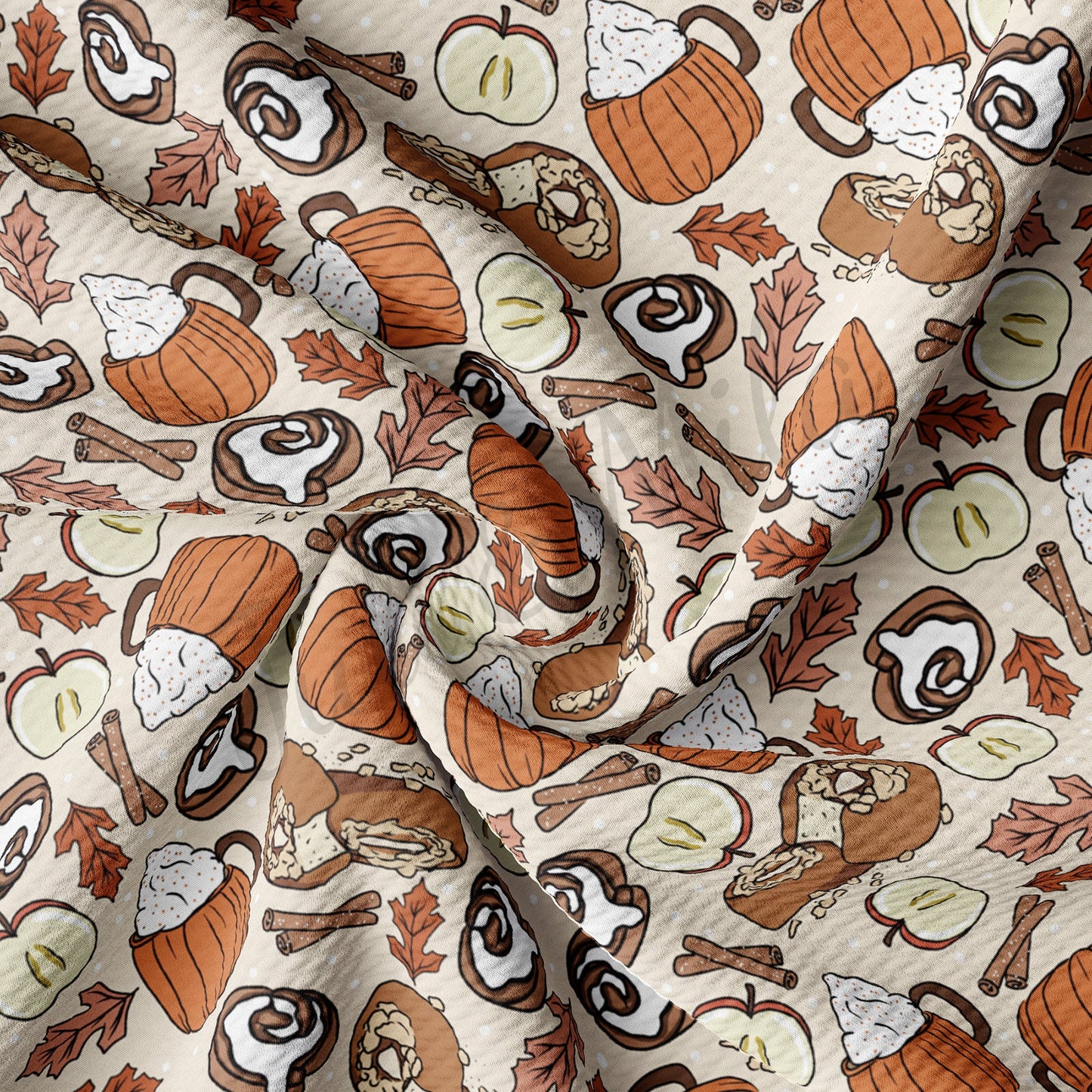 Apples Pumpkin Spice Latte Bullet Fabric AA707