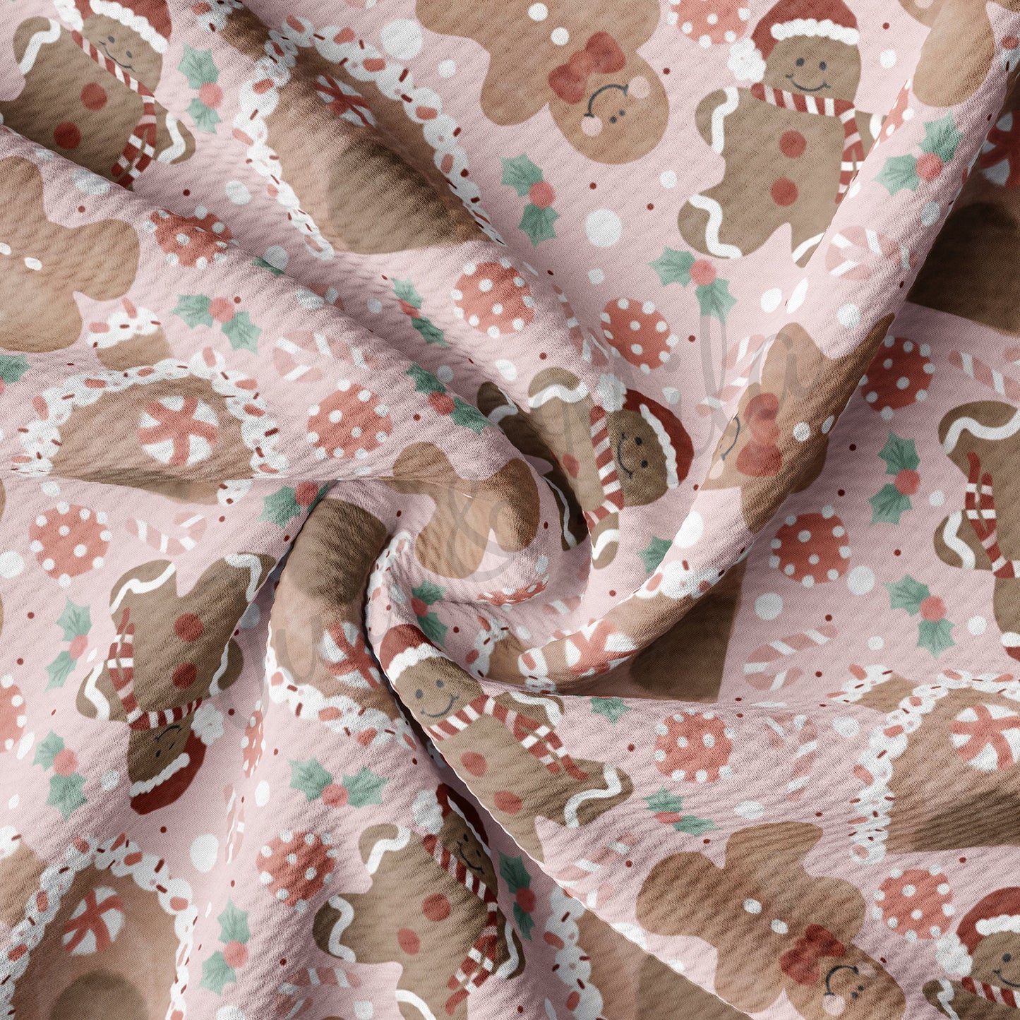 Gingerbread Pink Christmas Bullet Fabric AA719