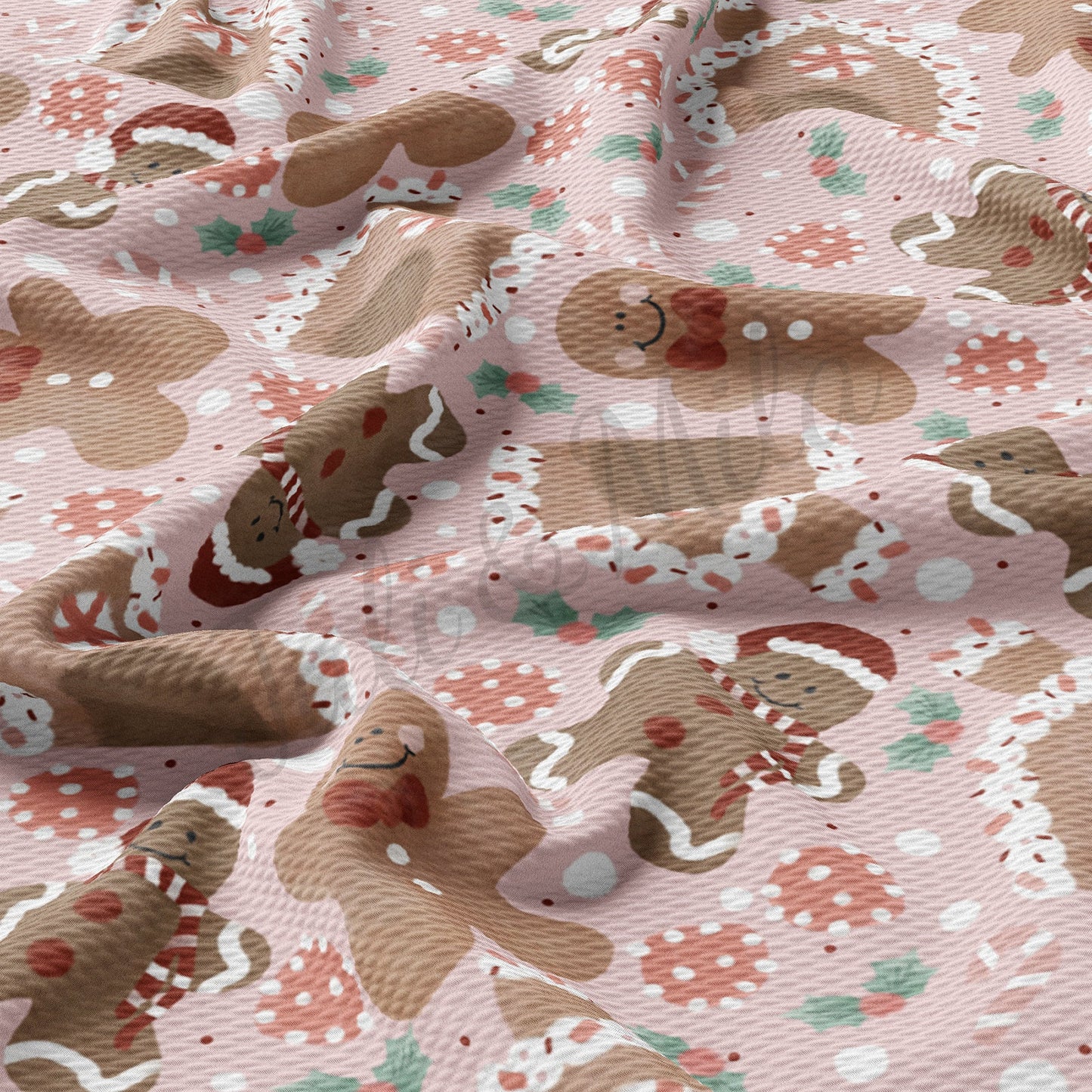 Gingerbread Pink Christmas Bullet Fabric AA719