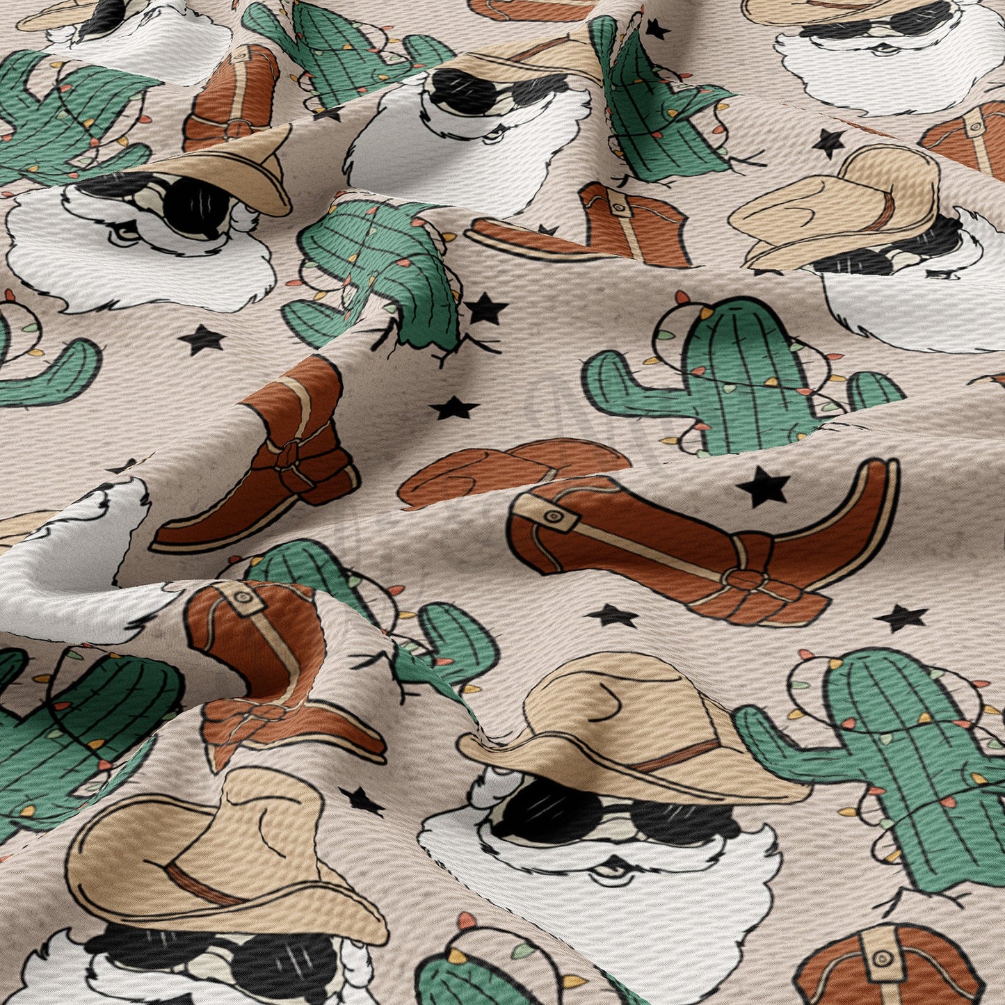 Christmas western Santa Fabric AA941