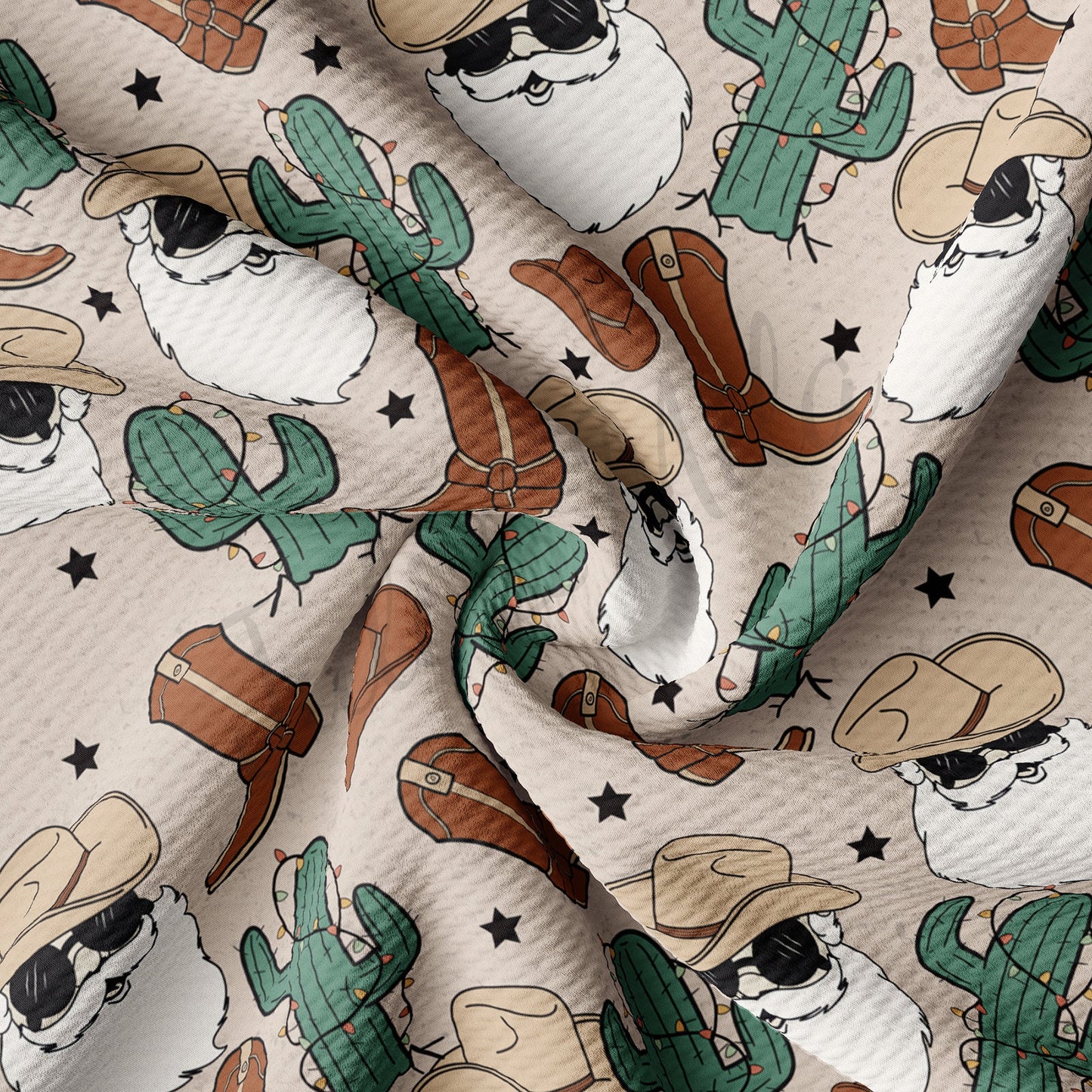 Christmas western Santa Fabric AA941