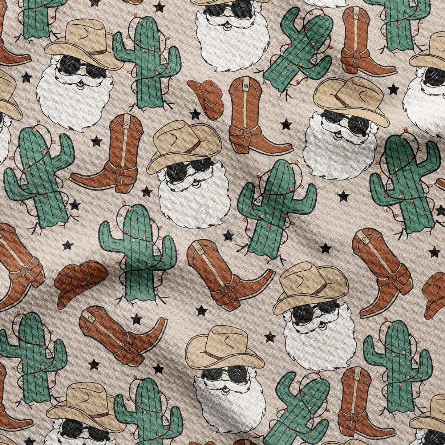 Christmas western Santa Fabric AA941
