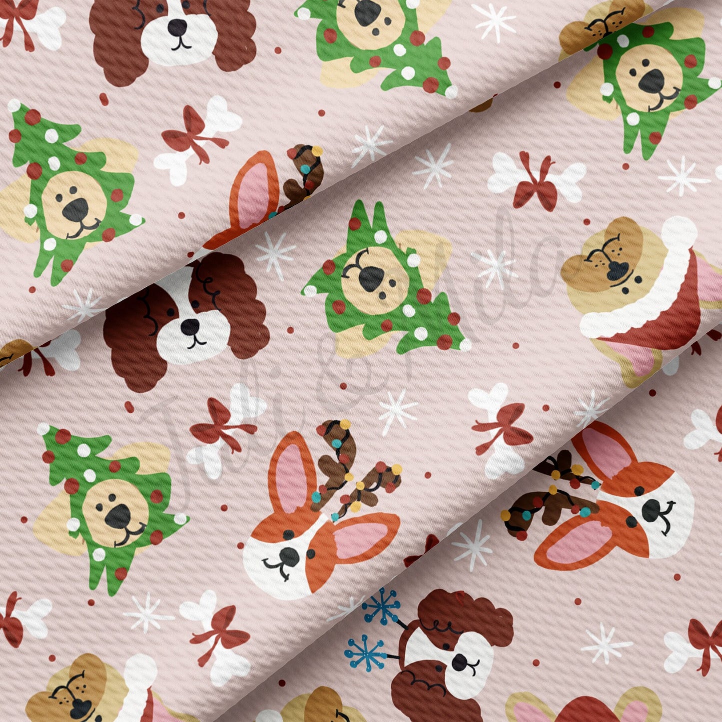 Christmas Dogs Bullet Textured Fabric AA944