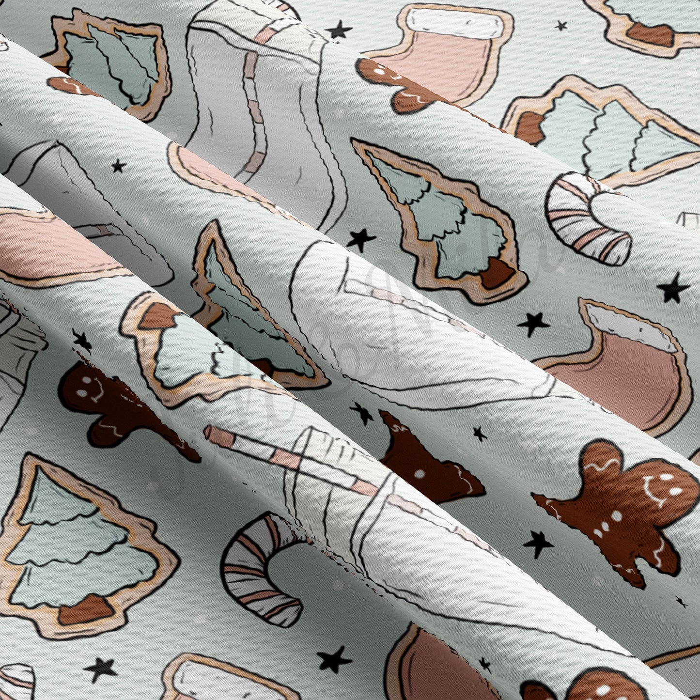 Christmas Milk Cookies Gingerbread Bullet Textured Fabric AA948
