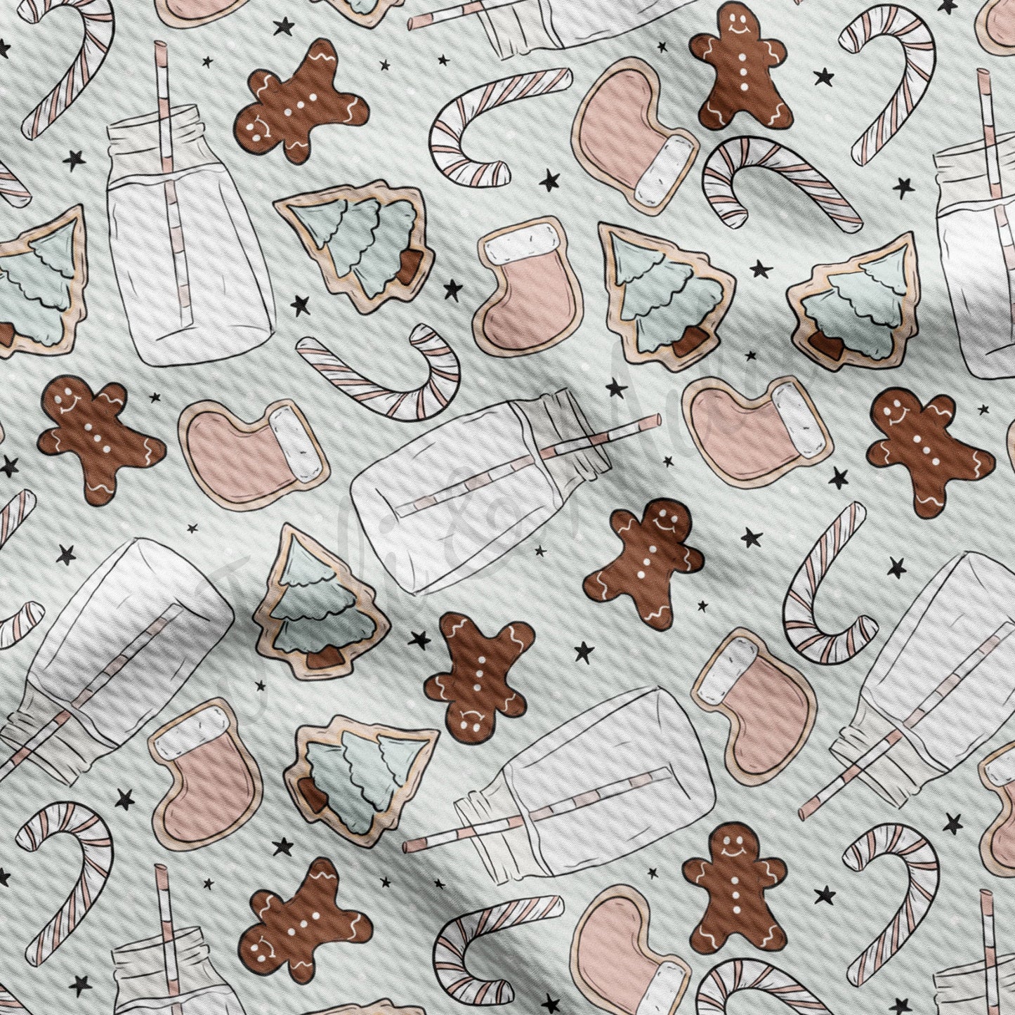 Christmas Milk Cookies Gingerbread Bullet Textured Fabric AA948