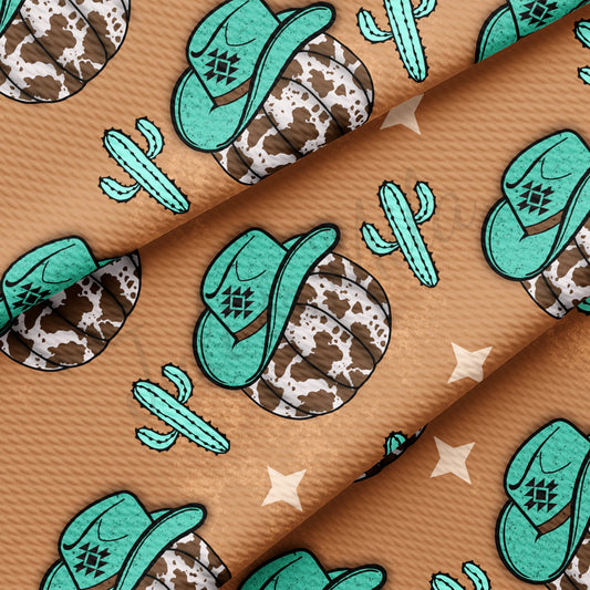 Pumpkin Cowboy Western Bullet Textured Fabric AA950