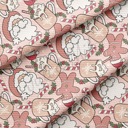 Christmas Santa Bullet Textured Fabric AA1075