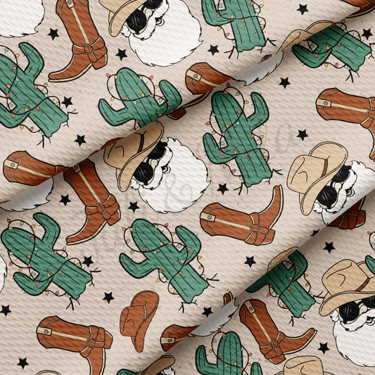 Christmas western Santa Fabric AA941