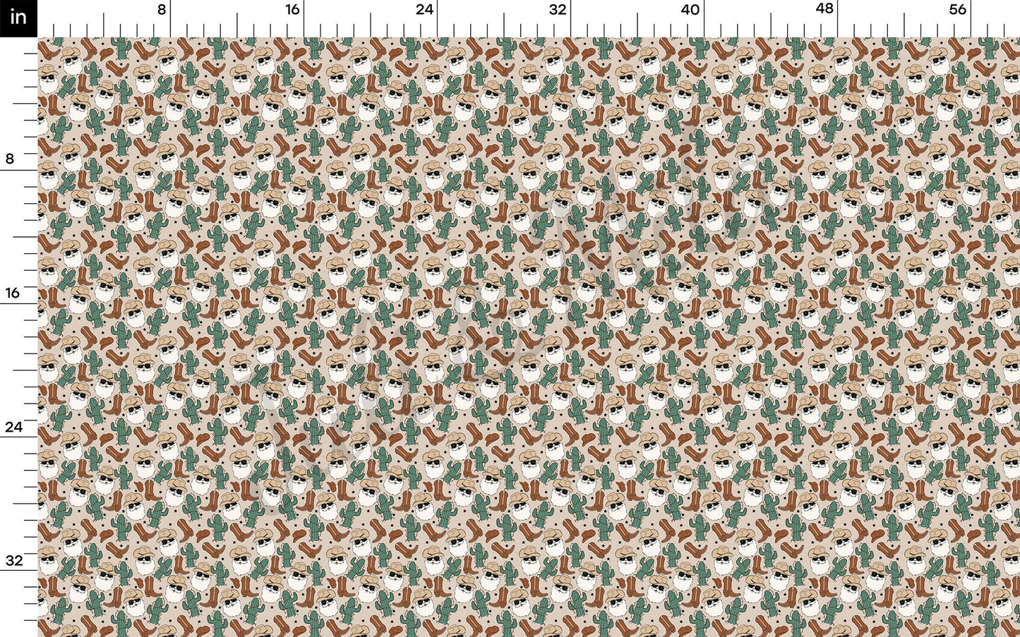 Christmas western Santa Fabric AA941