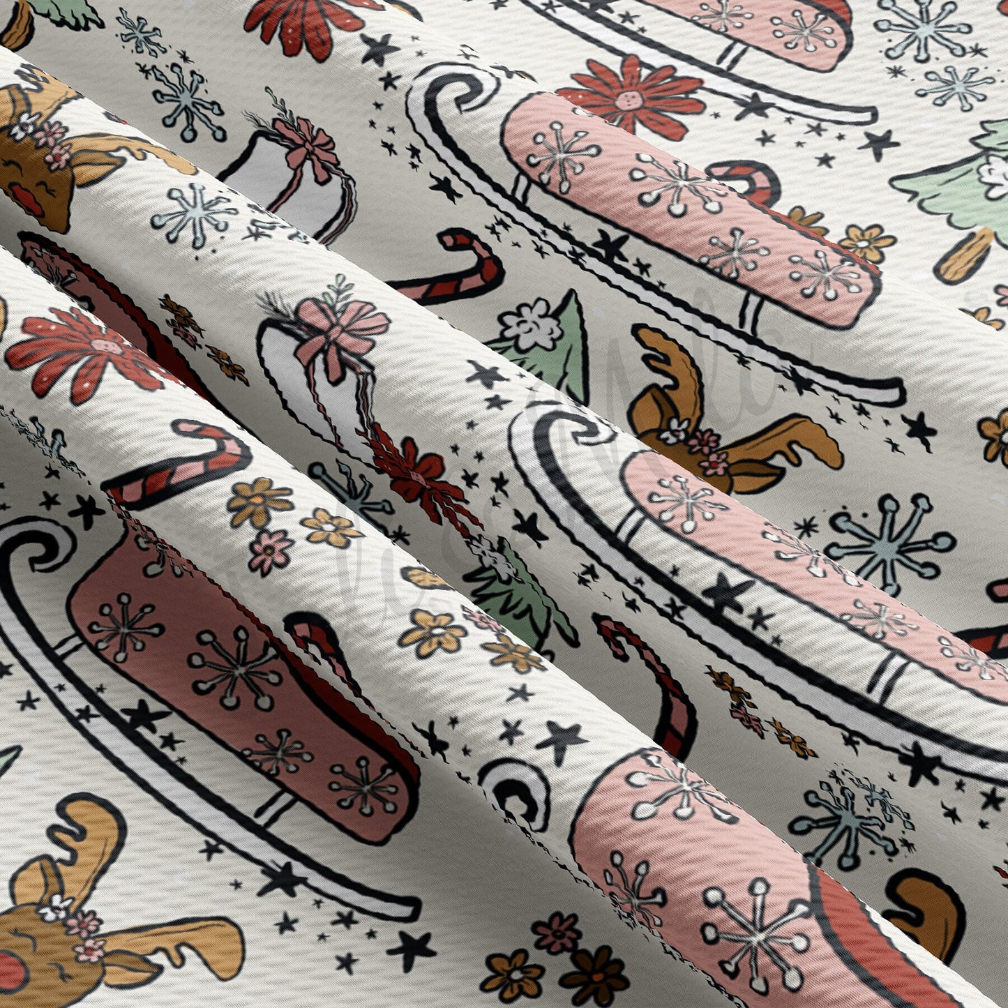 Christmas Sled Bullet Textured Fabric AA942