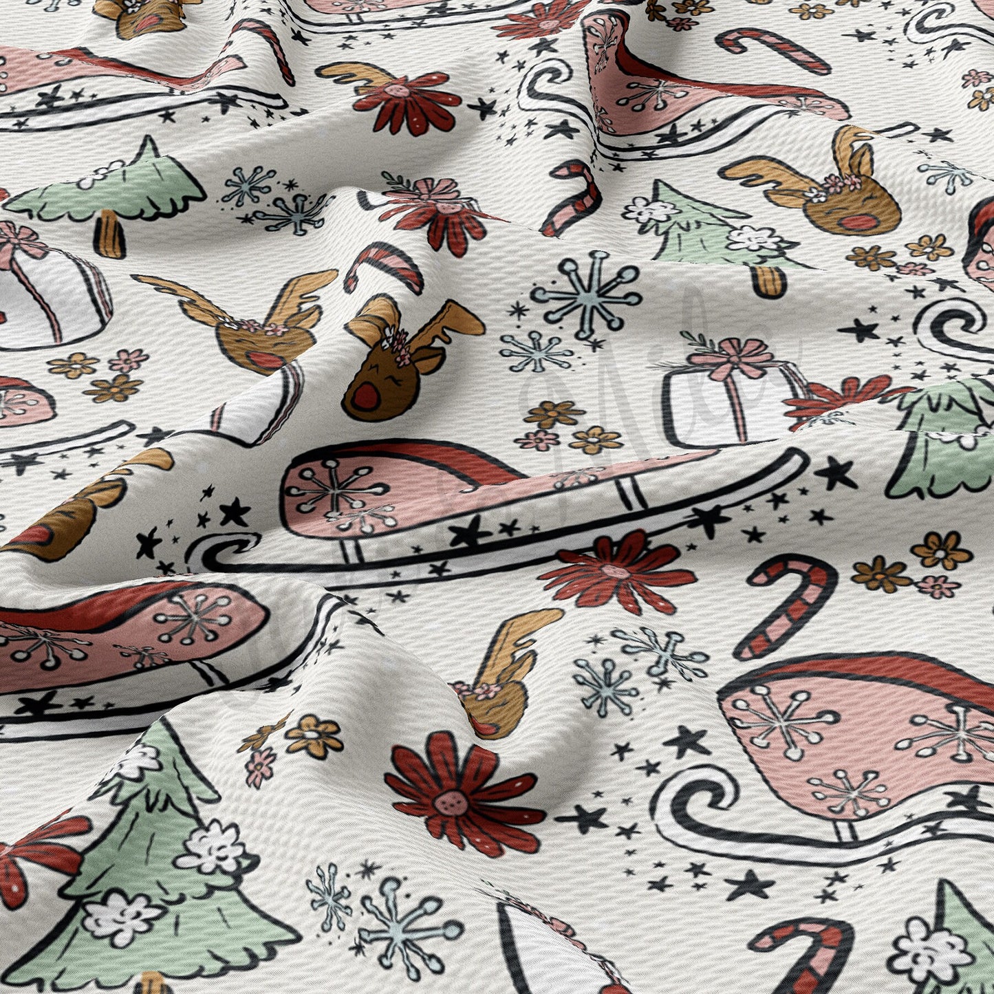Christmas Sled Bullet Textured Fabric AA942