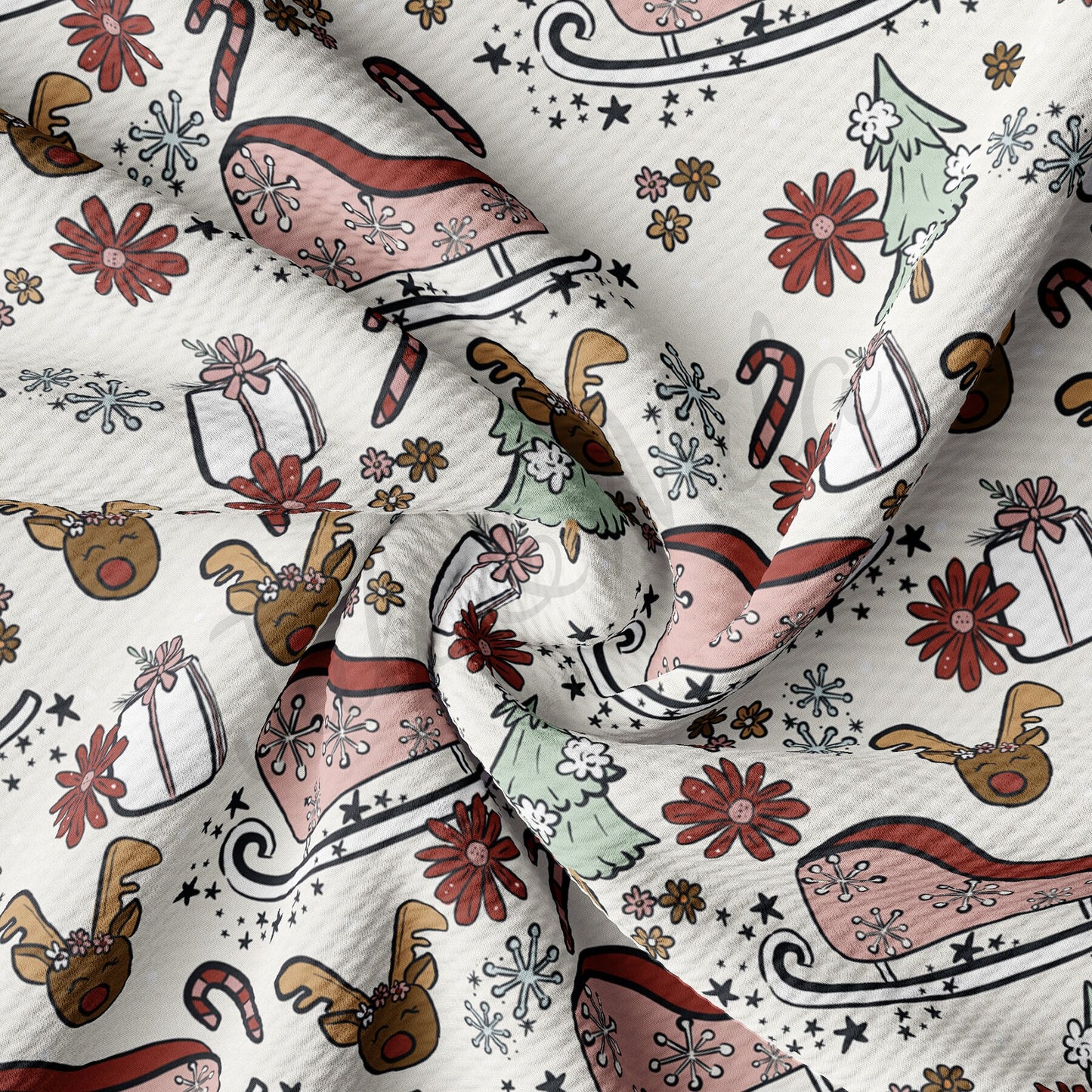 Christmas Sled Bullet Textured Fabric AA942