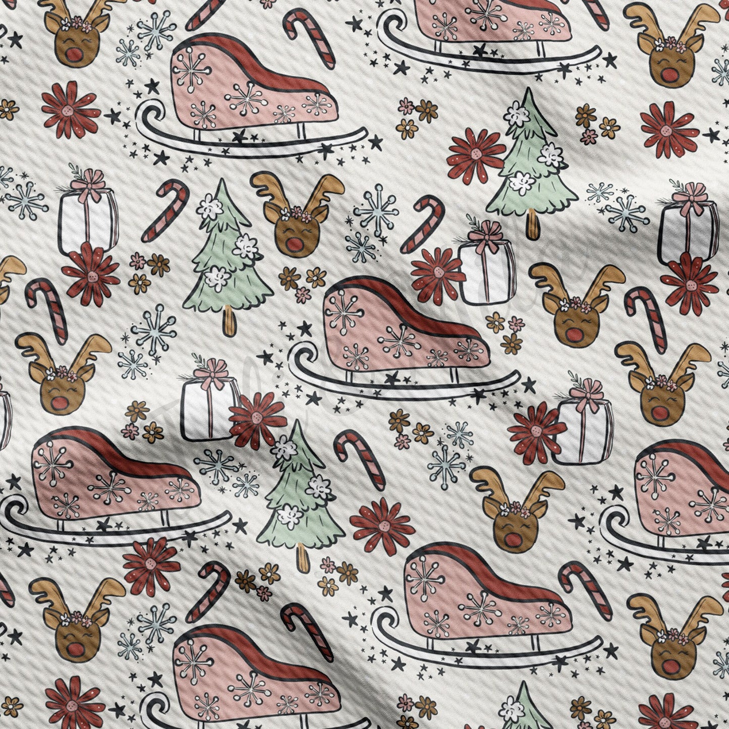 Christmas Sled Bullet Textured Fabric AA942