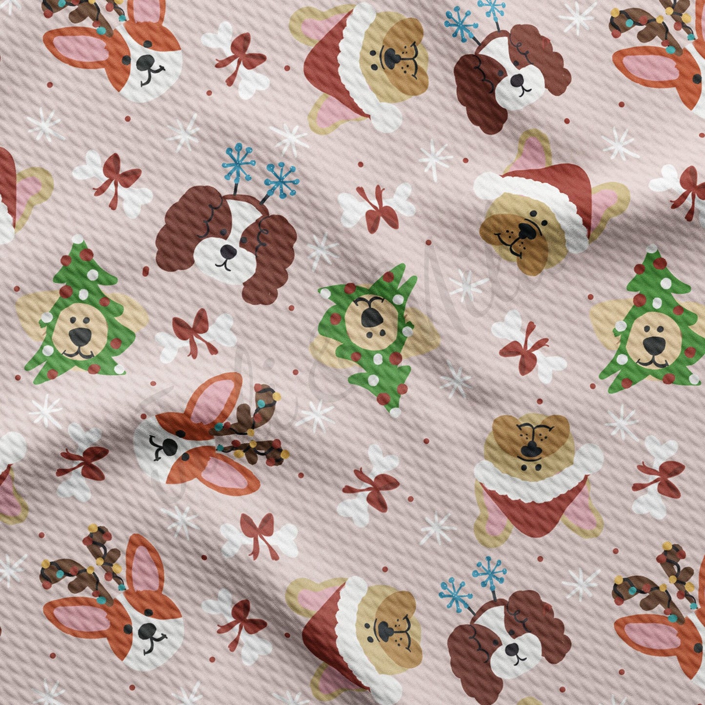 Christmas Dogs Bullet Textured Fabric AA944