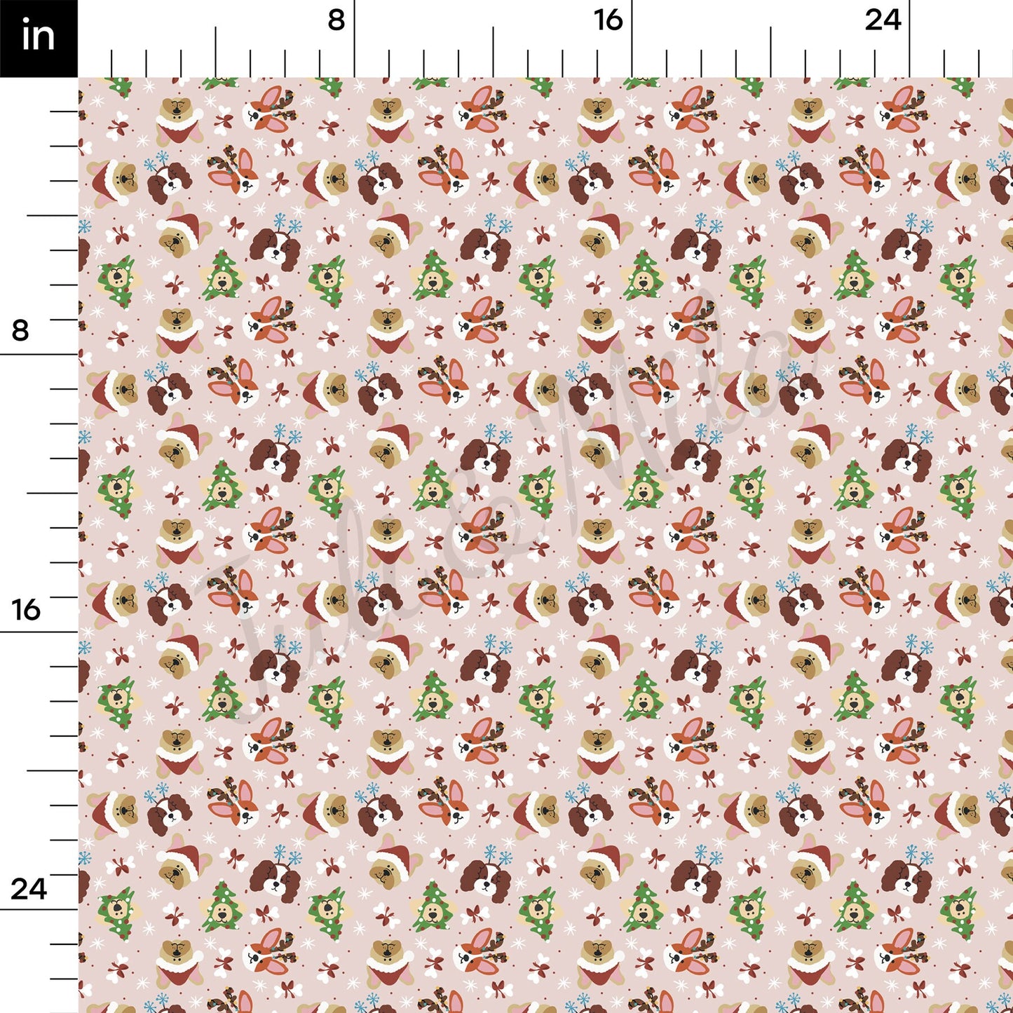 Christmas Dogs Bullet Textured Fabric AA944
