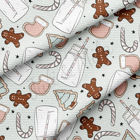 Christmas Milk Cookies Gingerbread Bullet Textured Fabric AA948