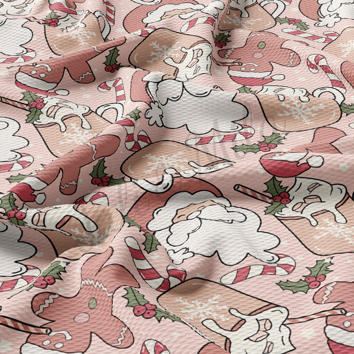 Christmas Santa Bullet Textured Fabric AA1075
