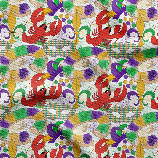 Mardi Gras Printed Bullet Textured Fabric AA1358