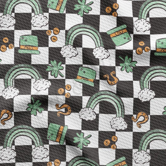 St. Patrick's Day Printed Liverpool Bullet Textured Fabric by the yard 4Way Stretch Solid Strip Thick Knit Jersey Liverpool Fabric11