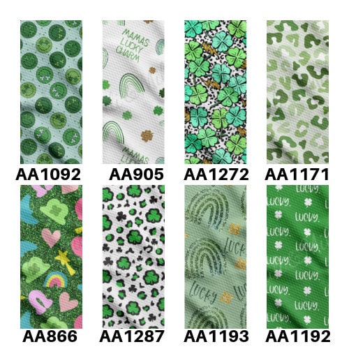 St. Patrick's Day Printed Liverpool Bullet Textured Fabric by the yard 4Way Stretch Solid Strip Thick Knit Jersey Liverpool Fabric12