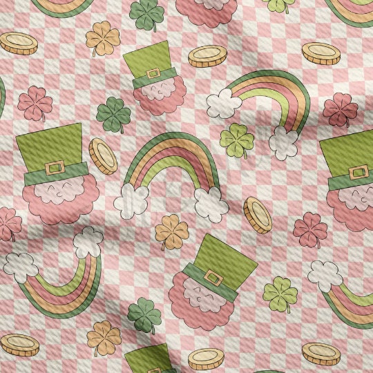 St. Patrick's Day Printed Liverpool Bullet Textured Fabric by the yard 4Way Stretch Solid Strip Thick Knit Jersey Liverpool Fabric11