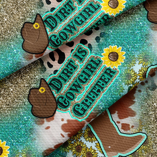 Dirt is Cowgirl Glitter Bullet Textured Fabric AA1494